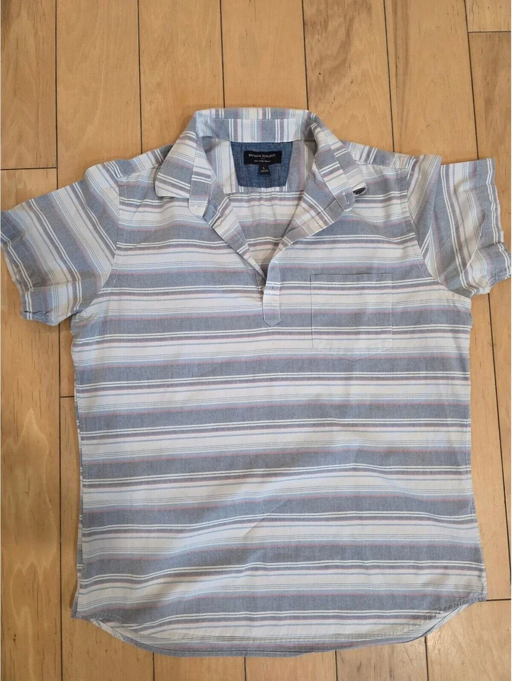 Banana Republic Striped Short Sleeve Polo Shirt - LARGE